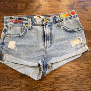 Aviator Nation Cali Lover hearts denim shorts
